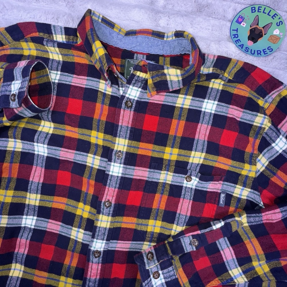 Woolrich Flannel Shirt Men's 2XL Long Sleeve Button‎ Up Red Plaid Pocket Shacket